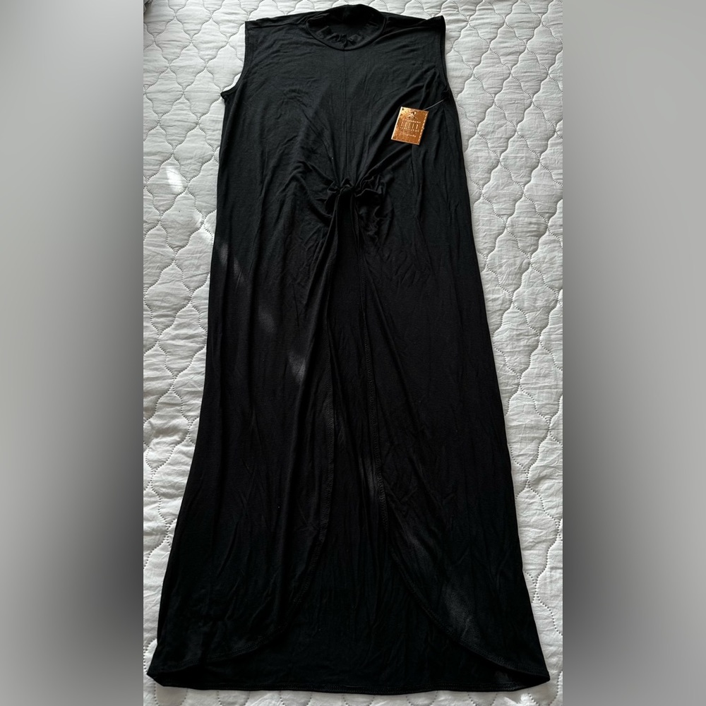 Ladies Elite Collection Solid Black Rayon Swim Cover Up Sz M - Super Cute